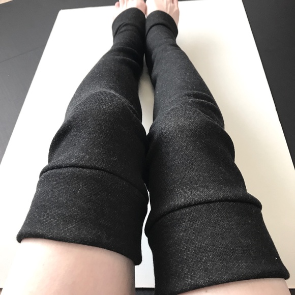 Handmade Pants - Black Fleece Leg Warmers Winter Knee Socks Warm Leggings Soft Pants Made in USA